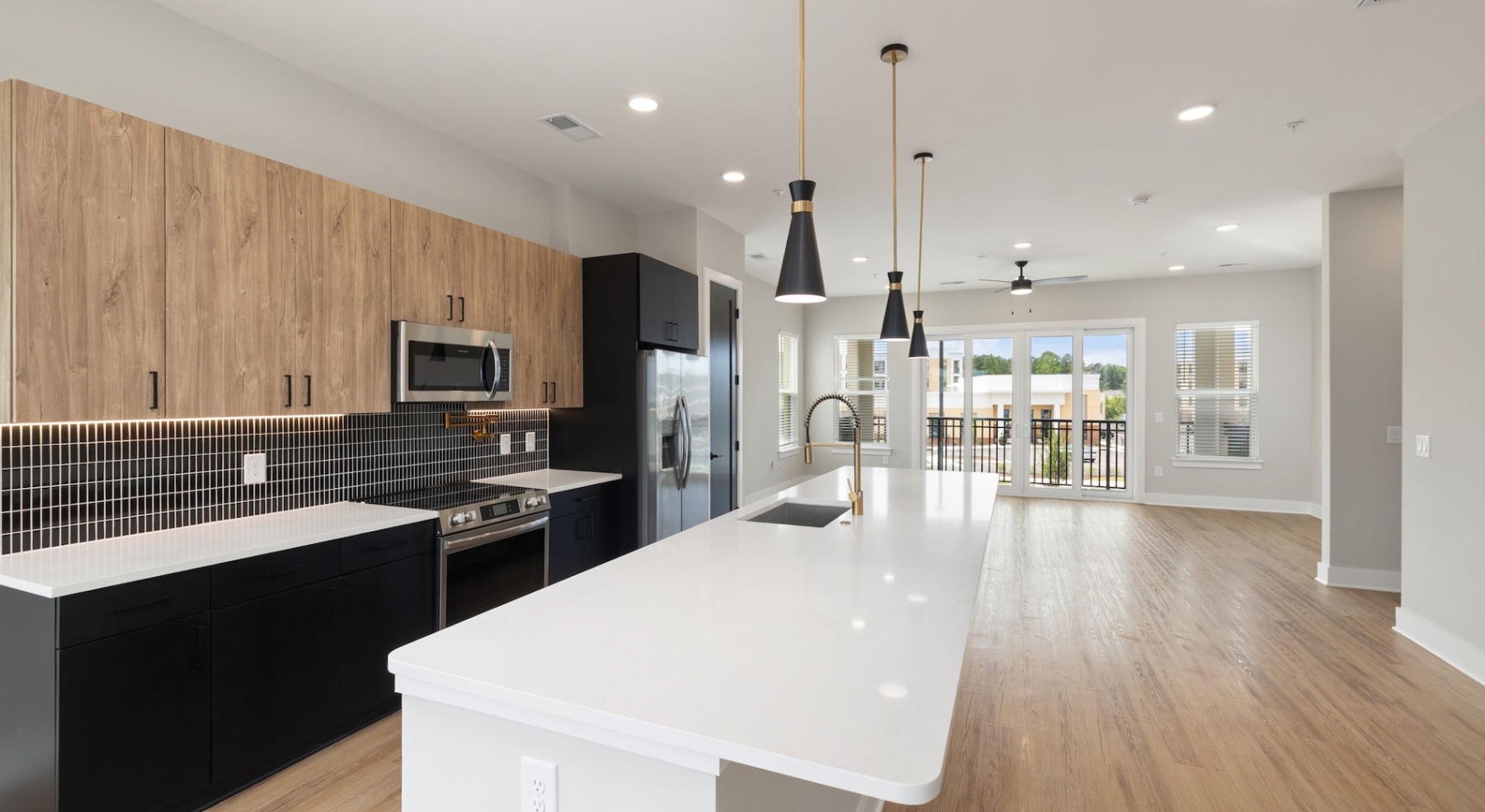 Well-lit kitchen with ample counter space